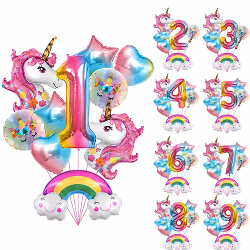 Einhorn ballon set zahl 9 - einhorn,