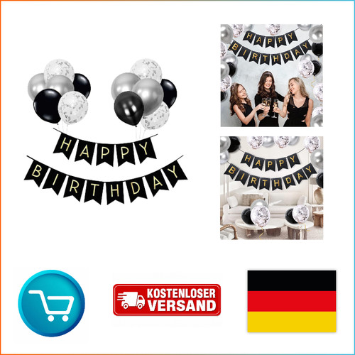 Geburtstagsdeko set schwarz - geburtstagsdeko,