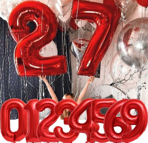Folienballons zahlen rot - folienballons,