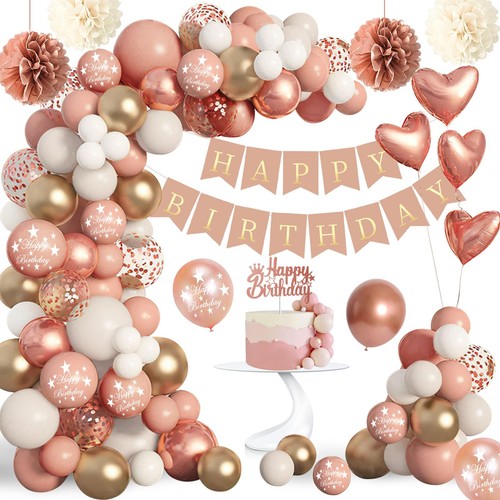 Geburtstagsdeko rosa gold set - rosa,
