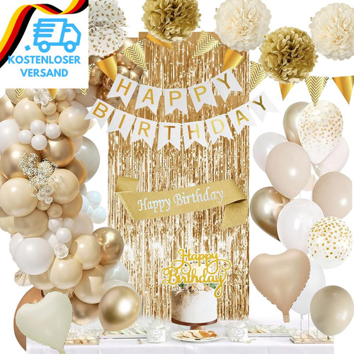 Geburtstagsdeko gold beige - geburtstagsdeko,